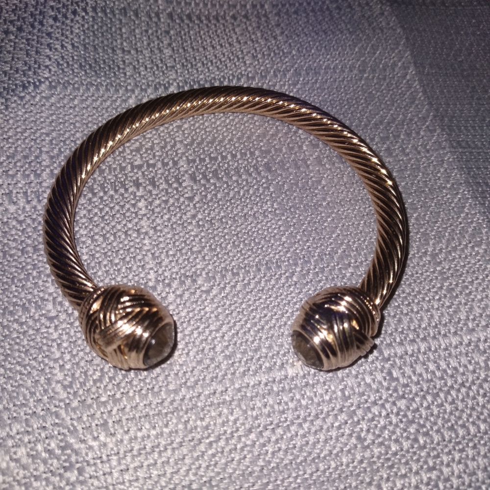 Gold Cuff Babgle Open Twisted Wire Metal Bracelet